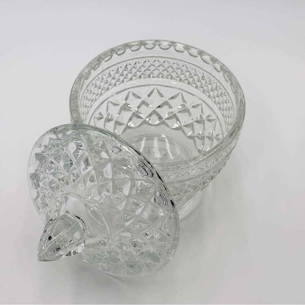 Vintage Anchor Hocking Wexford‎ Sugar Bowl and Lid Cut Glass Apothecary Jar - Picture 3 of 10